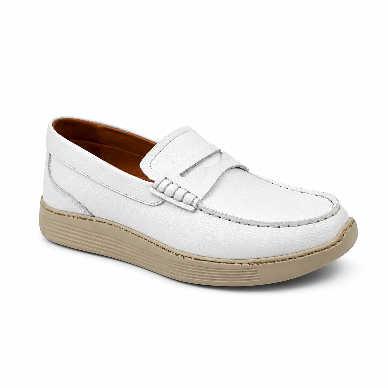 Moccasin pour homme confort R110 Blanc cuir Mocassin homme Maroc